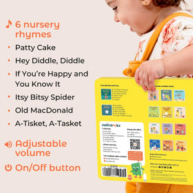 Durable board pages withstand daily toddler exploration and repeated pressing.