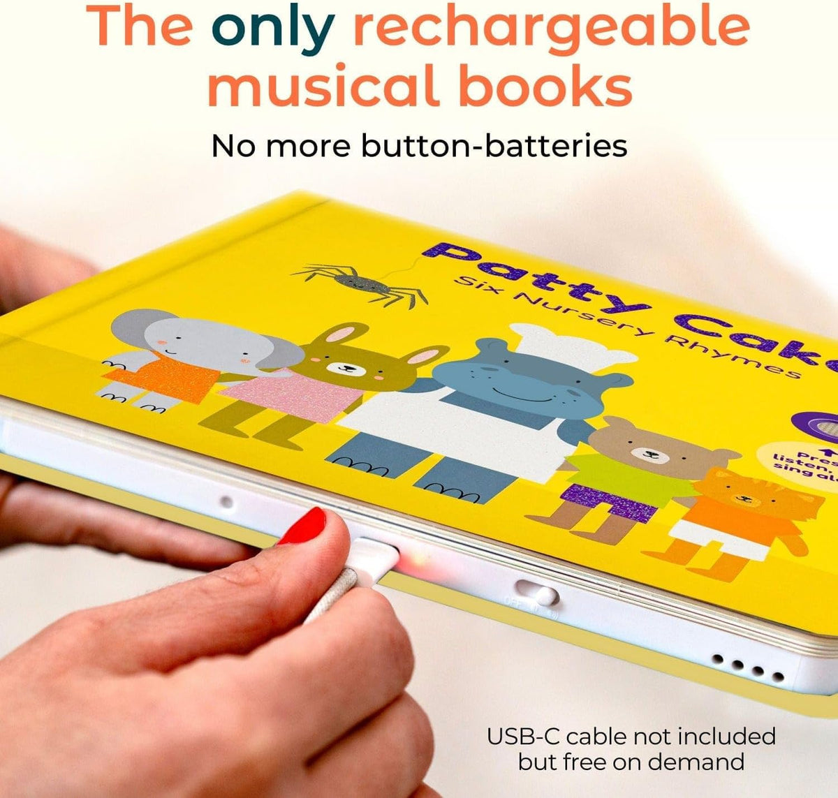 Patty Cake interactive page shows easy-to-press buttons for cause-and-effect skills.