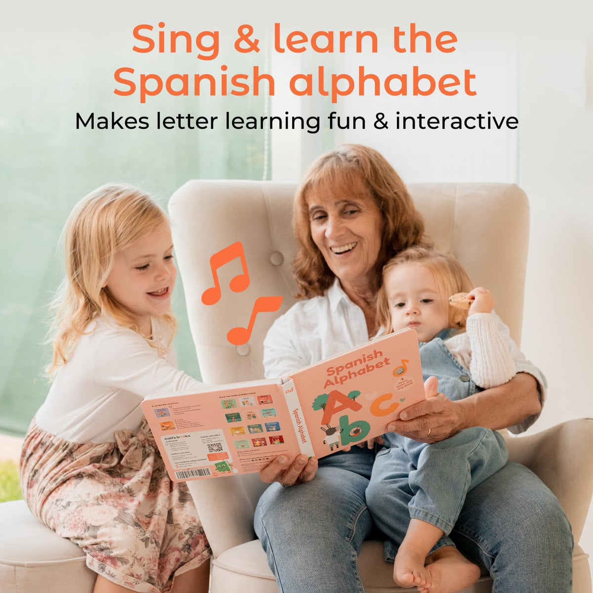 Montessori-inspired illustrations on a Cali's Books page engage toddlers in reading.