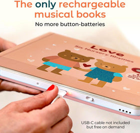 Cali's Books USB-C rechargeable feature enables nonstop musical fun without swapping batteries.