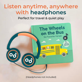 Cali's Books Wheels on the Bus wipers page illustration reinforces sound and rhythm learning.