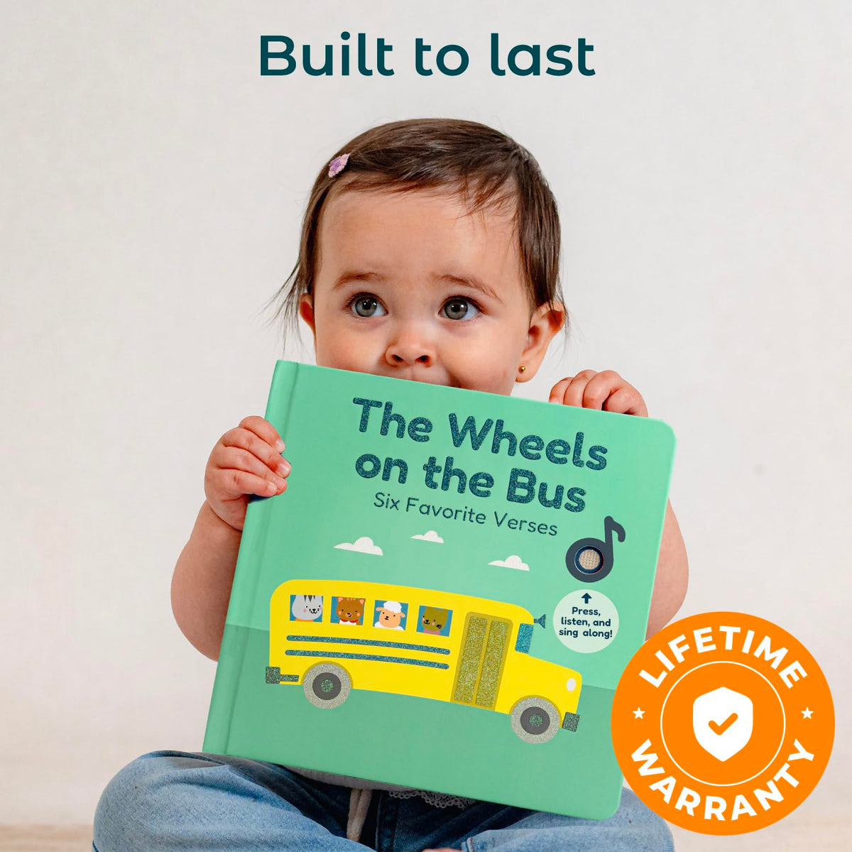 Cali's Books Wheels on the Bus USB-C recharge and headphone jack enable quiet travel.
