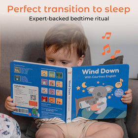 Cali's Books Wind Down illustrations depict sensory activities supporting early learning.