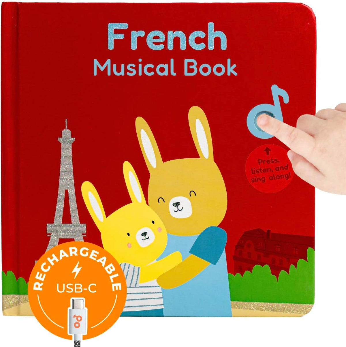 Cali's Books French Nursery Rhymes Sound Book cover with colorful pages.