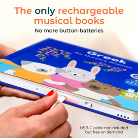 Cali's Books USB-C charging port enables mess-free, continuous play sessions