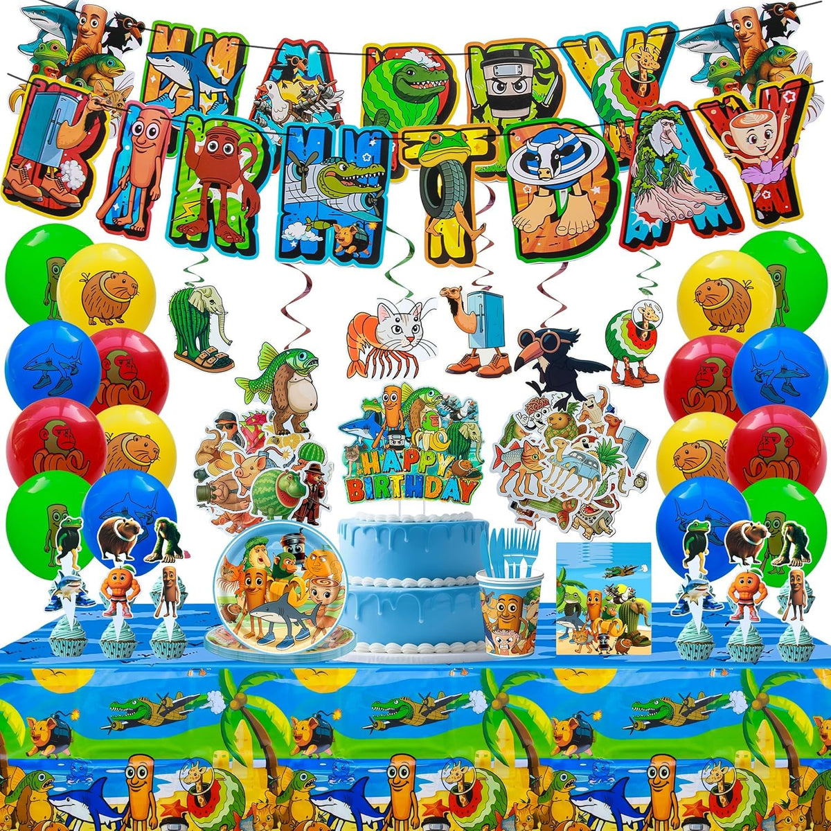 CALLMEAI 155-piece birthday set tableware for a coordinated party look