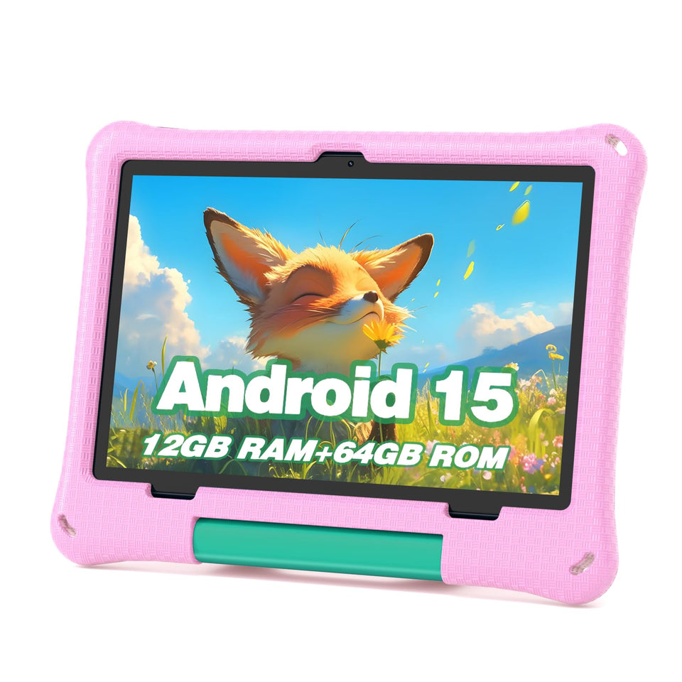 Callsky-Kids 10.1-inch pink tablet front view for learning and play