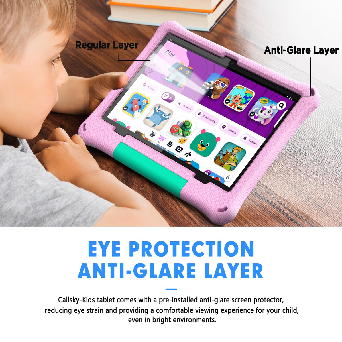 Callsky-Kids screen showing preloaded kid apps and safety features