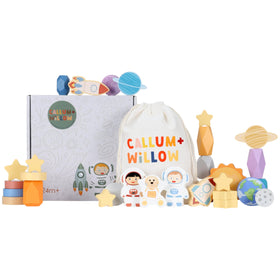 Callum + Willow space blocks set shown in full collection for imaginative play
