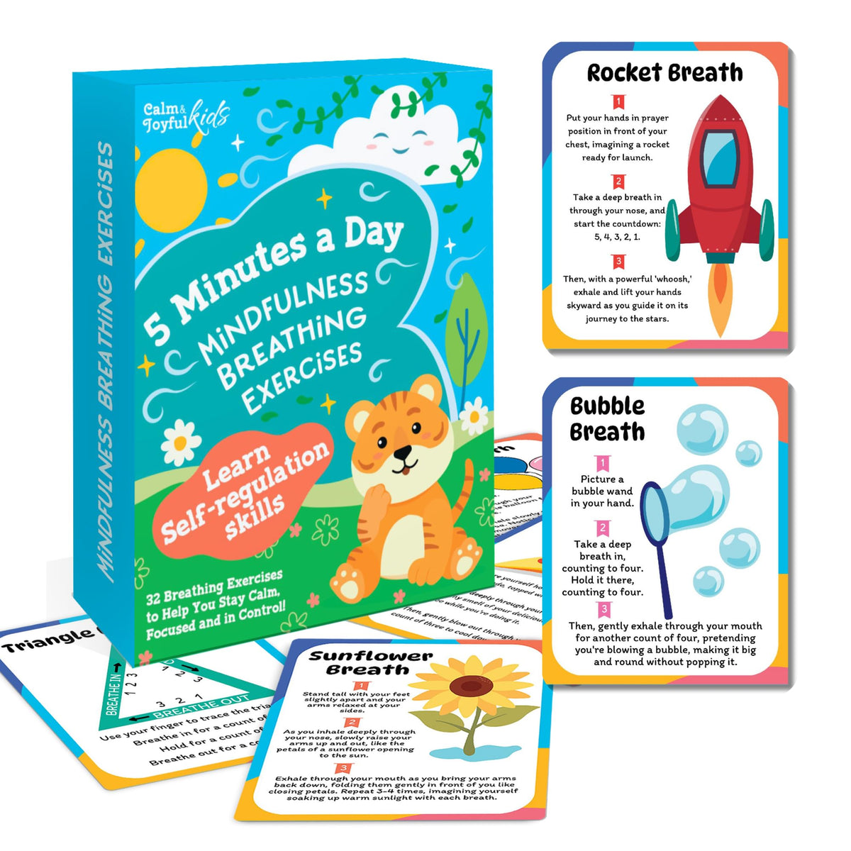 Calm and Joyful Kids breathing cards guide kids through breaths to support focus in class.