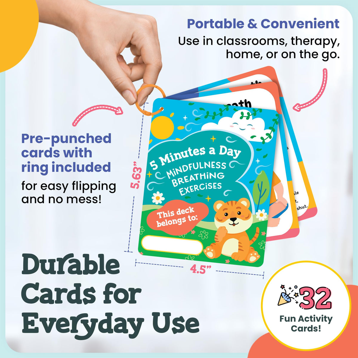 Calm and Joyful Kids travel-friendly breathing kit enables on-the-go practice.