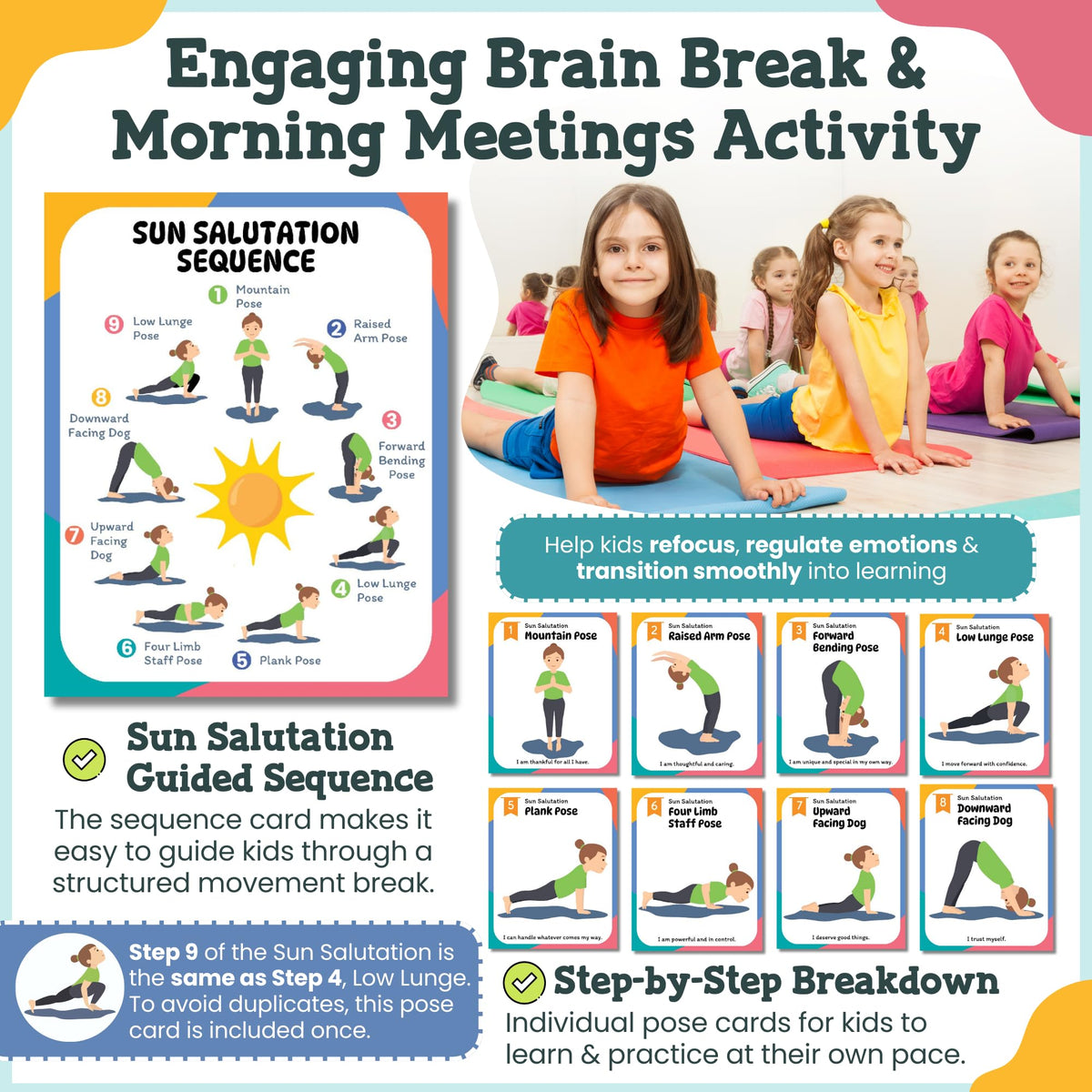 Calm and Joyful Kids yoga cards ring binder enables on the go practice.