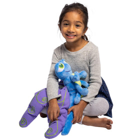 Calm Caterpillar Flutter Dragonfly placed on lap for adjustable deep pressure input.