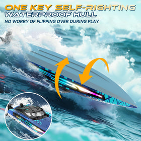 Calo RC boat with LED light modes for night racing