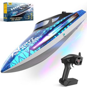 Calo remote control boat speeds at 25kmh for thrilling water play