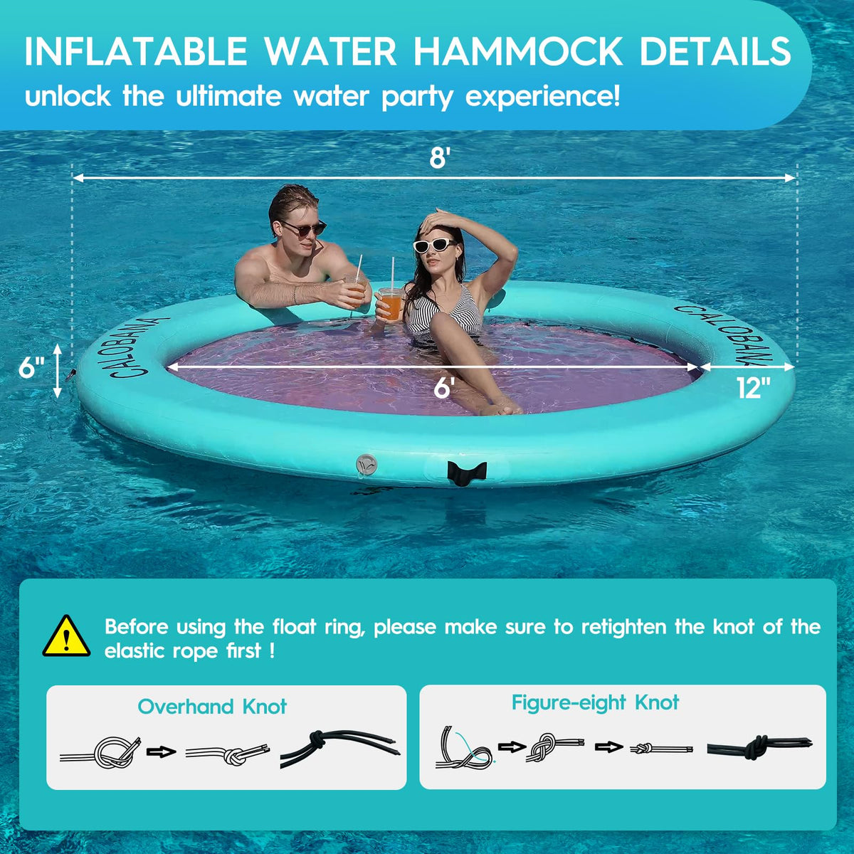 CALOBANA water hammock mesh surface provides relaxed buoyancy