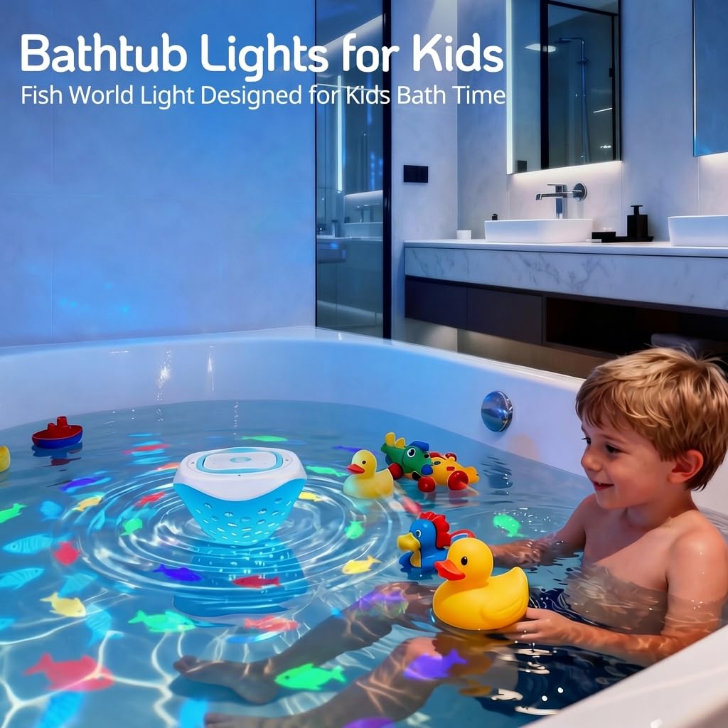 Cambk color-changing LED patterns bathlight enhances mood with gentle colors.