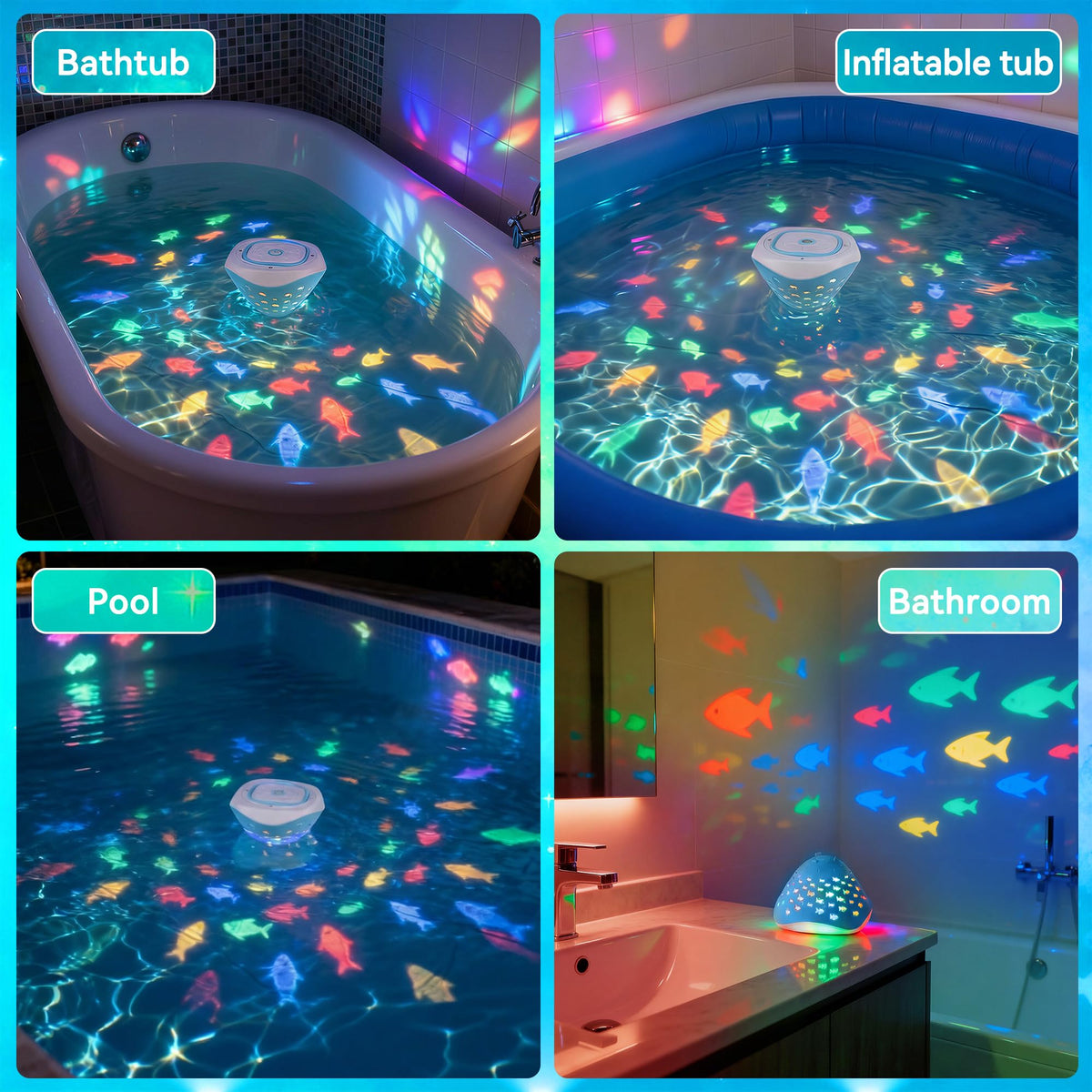 Cambk fish-world light show creates a magical bath experience.