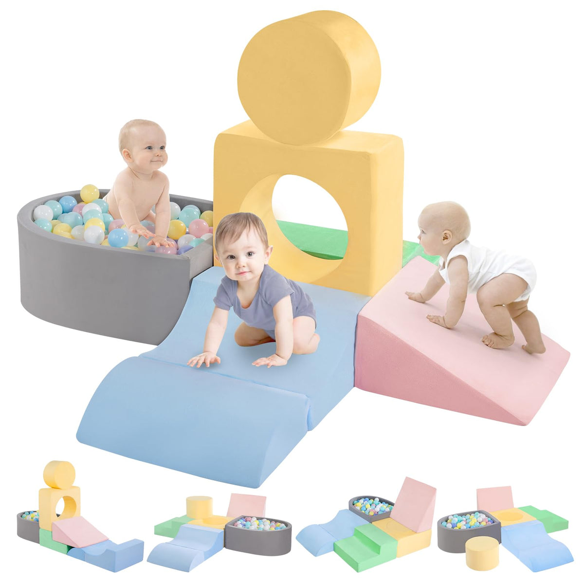 CAMELUS climbing toys foam blocks offer stackable play for motor skills.
