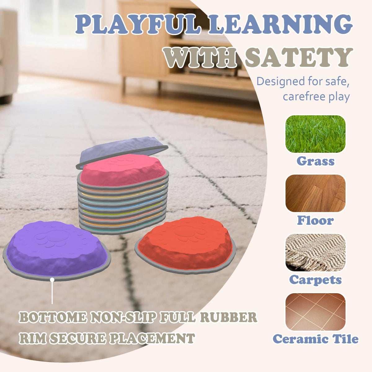 Camelus balance stones feature a non-slip base for safer movement