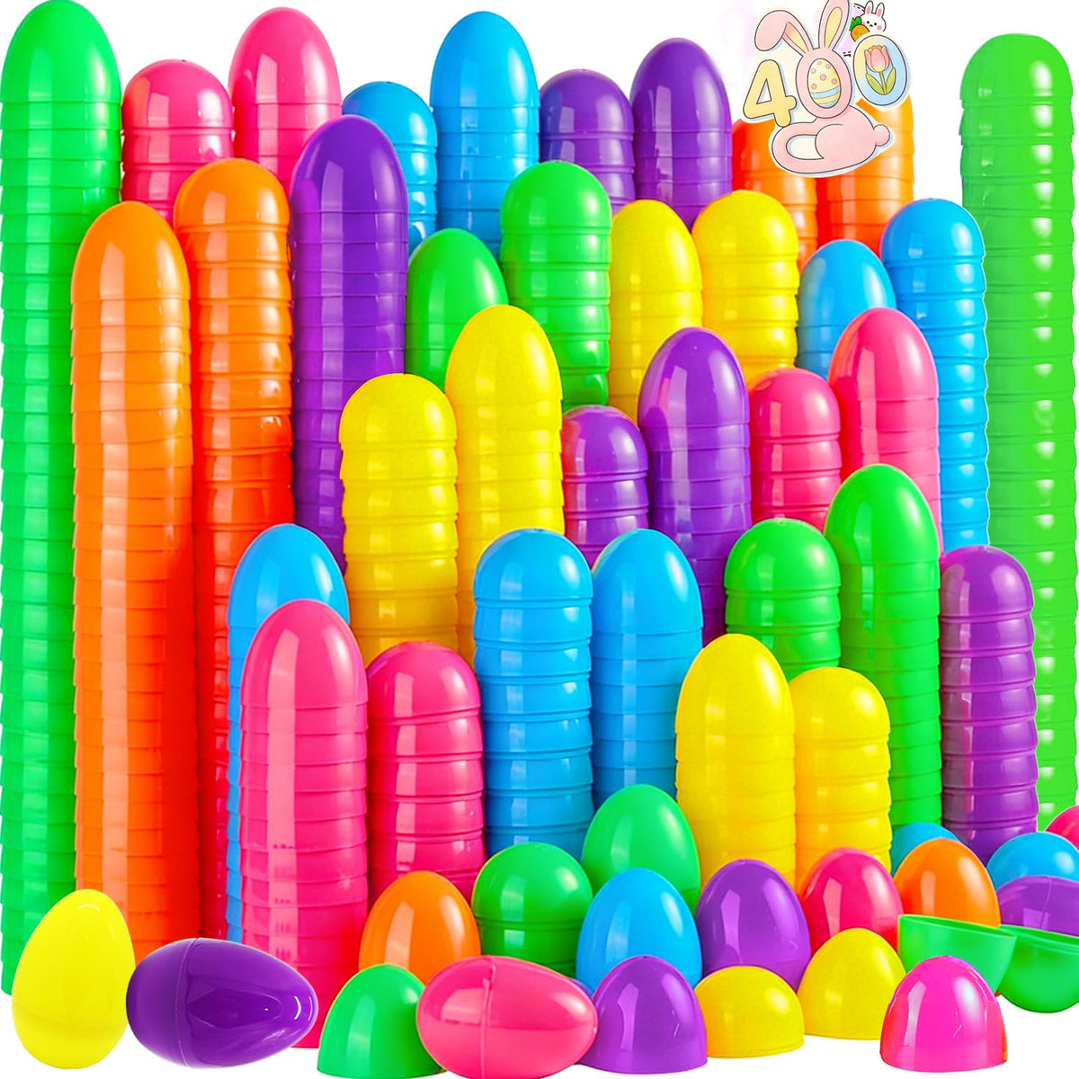 CAMIRUS 400pcs Easter eggs bulk pack in bright colors for easy party prep.