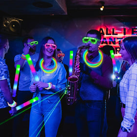 Camlinbo LED glasses glow blue, green and red for vibrant party photos