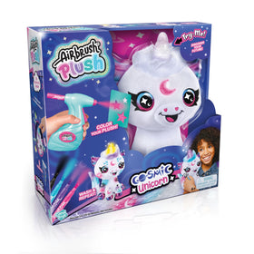 Canal Toys Airbrush Plush Cosmic Unicorn front view for creative coloring sessions.
