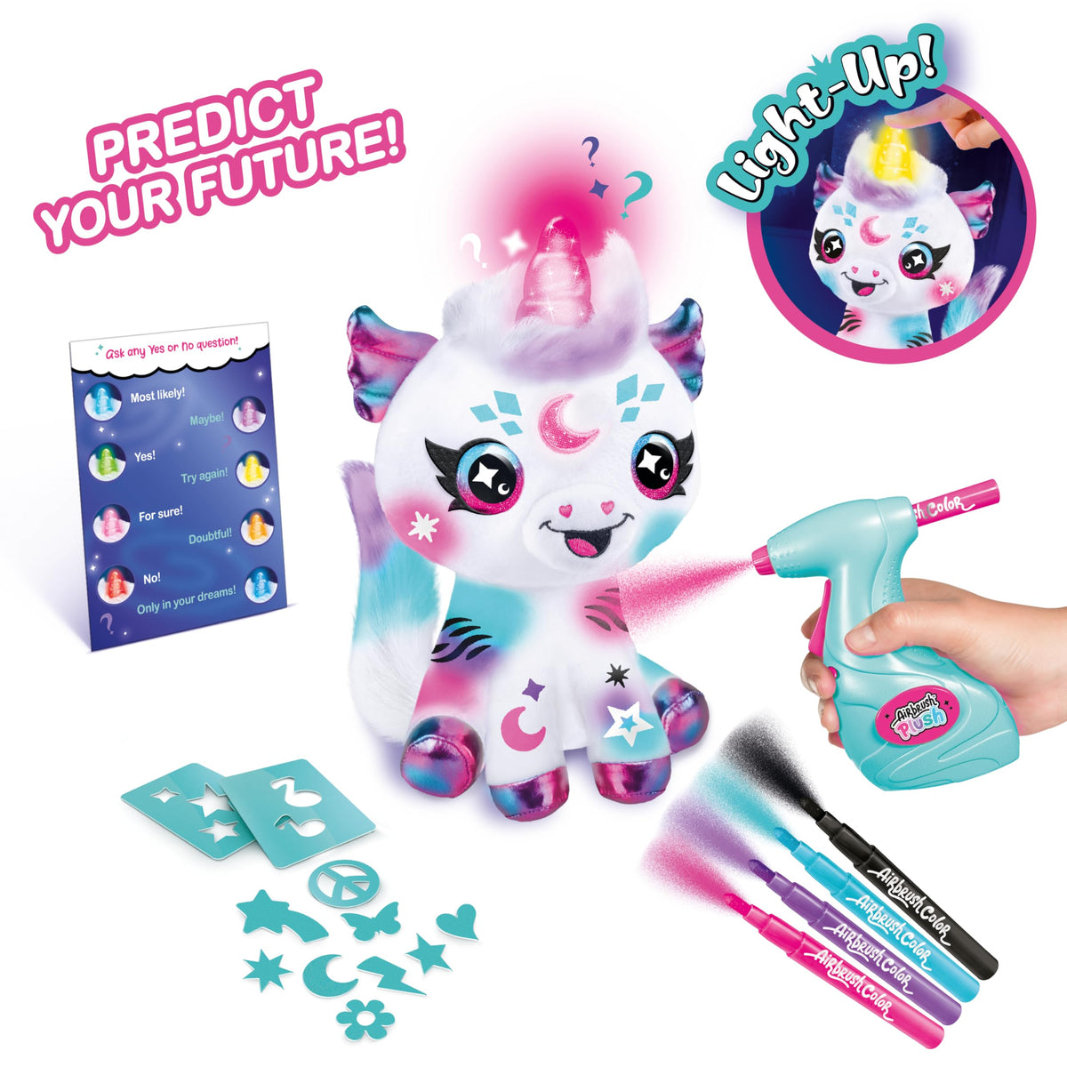 Canal Toys Airbrush Plush light-up horn reveals magic during play.