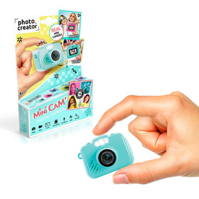 Canal Toys Mini’Cam turquoise side view; lightweight and kid-friendly.