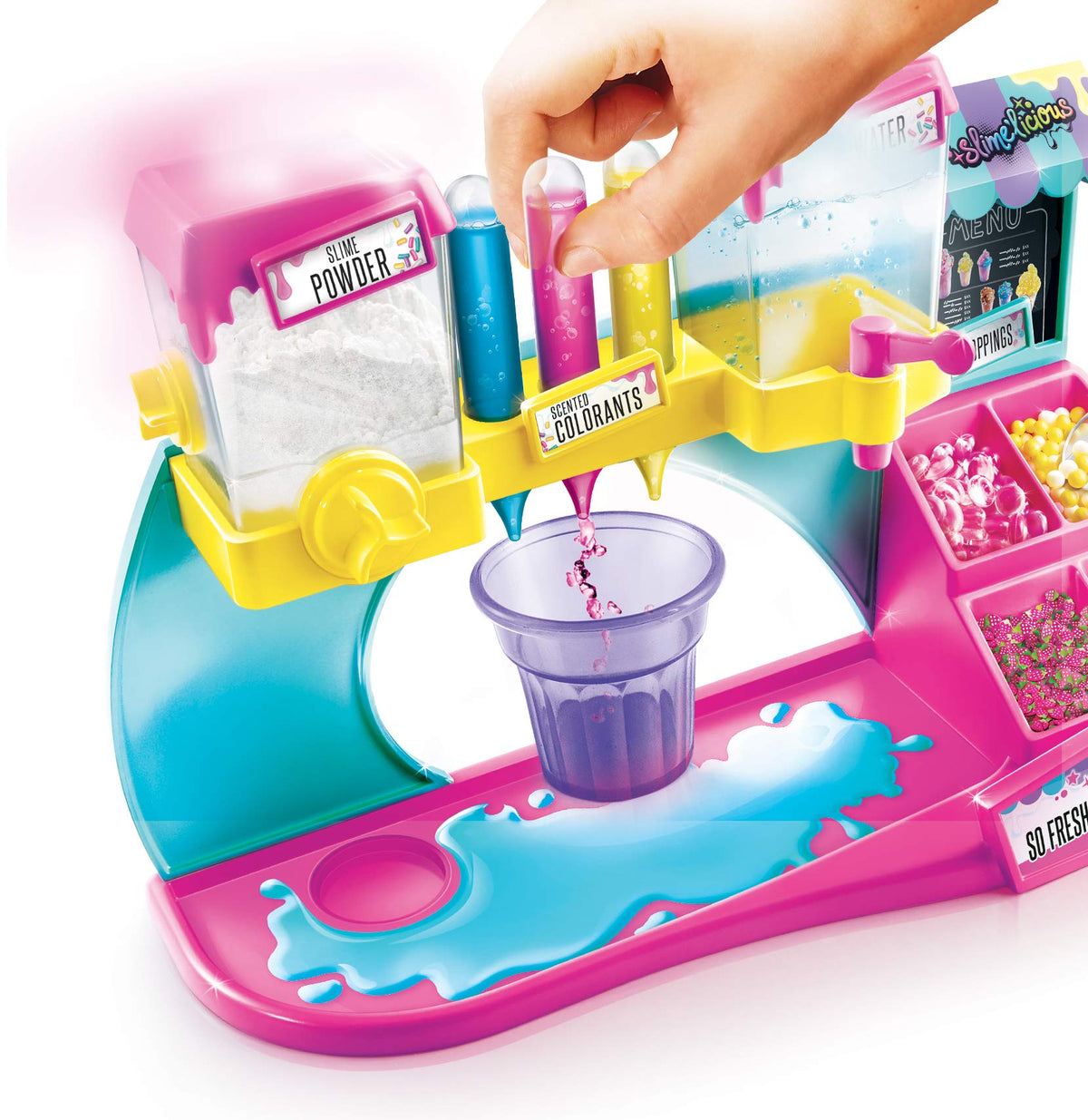 Canal Toys So Slime DIY Slime Station shows decorations to customize textures and scents.