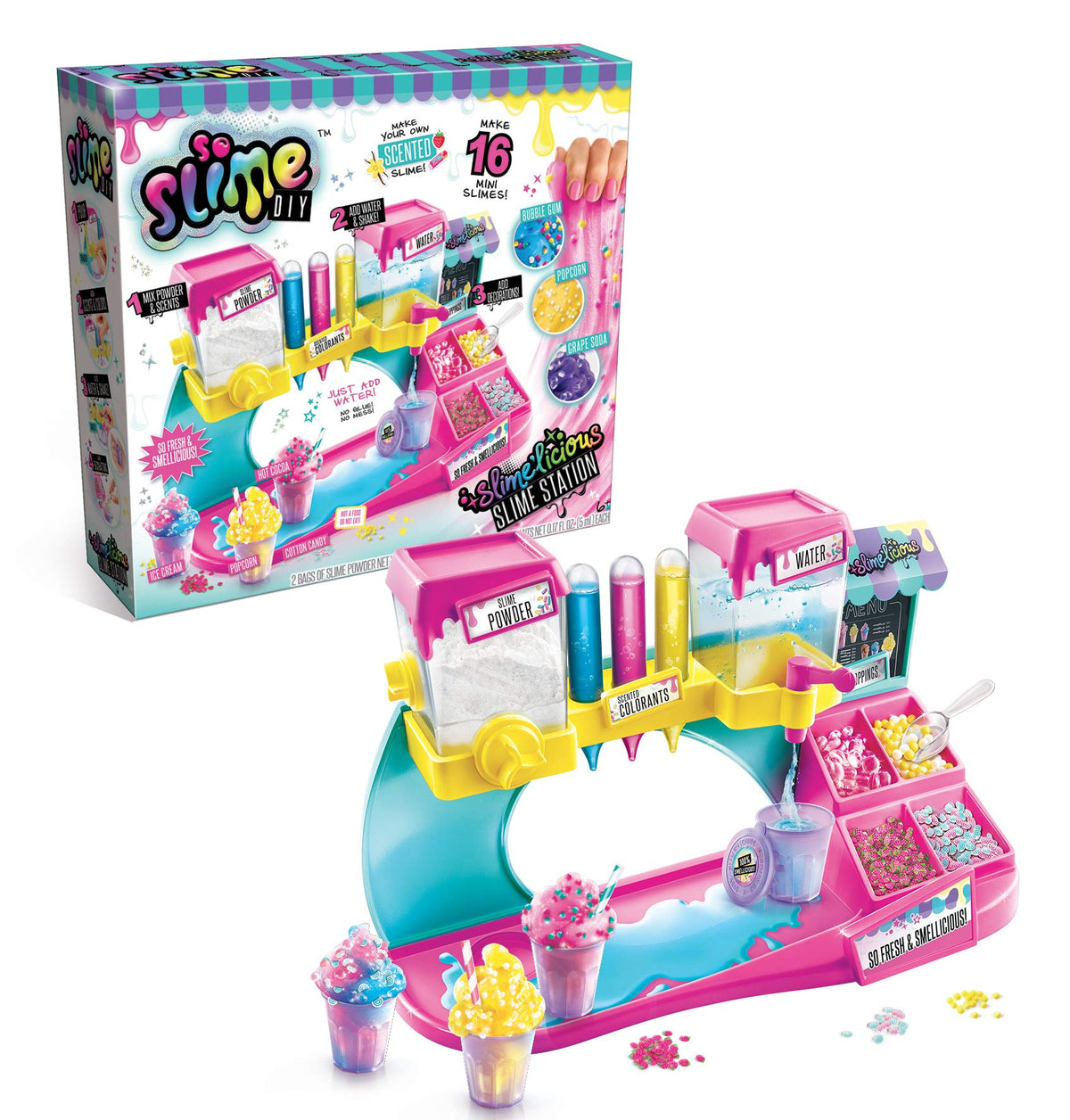 Canal Toys So Slime DIY Slime Station features slime-powder packets for quick, scent-filled experiments.