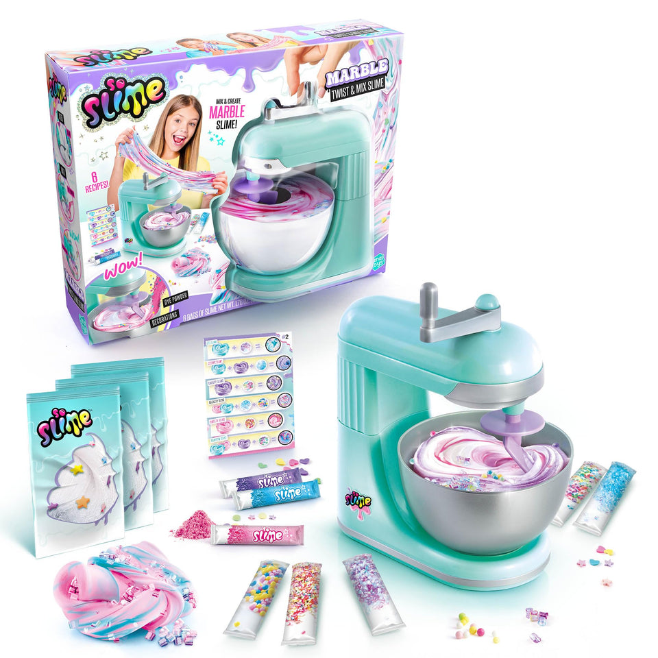 Canal Toys So Slime Marble Twist N Slime Mixer pouring white slime for marble swirls, satisfying creative play.