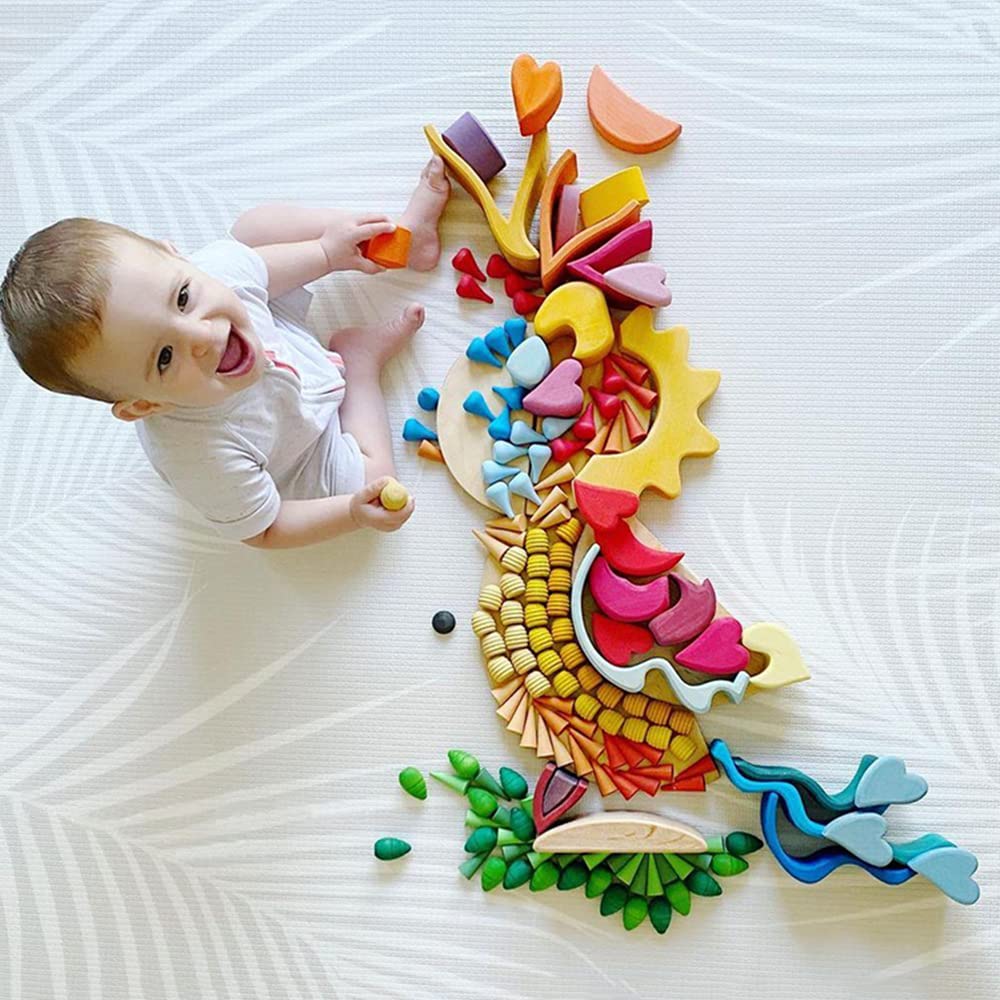Candywood assembly with big rainbow blocks for expanded stacking play