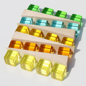 Candywood Rainbow Acrylic Gem Cubes sunlight reflections create sparkling color effects.