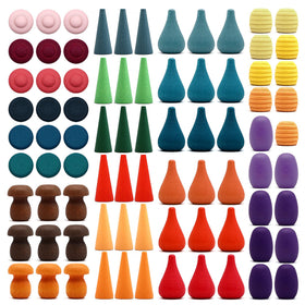 Candywood Rainbow loose parts set with seven shapes for creative building play and color recognition