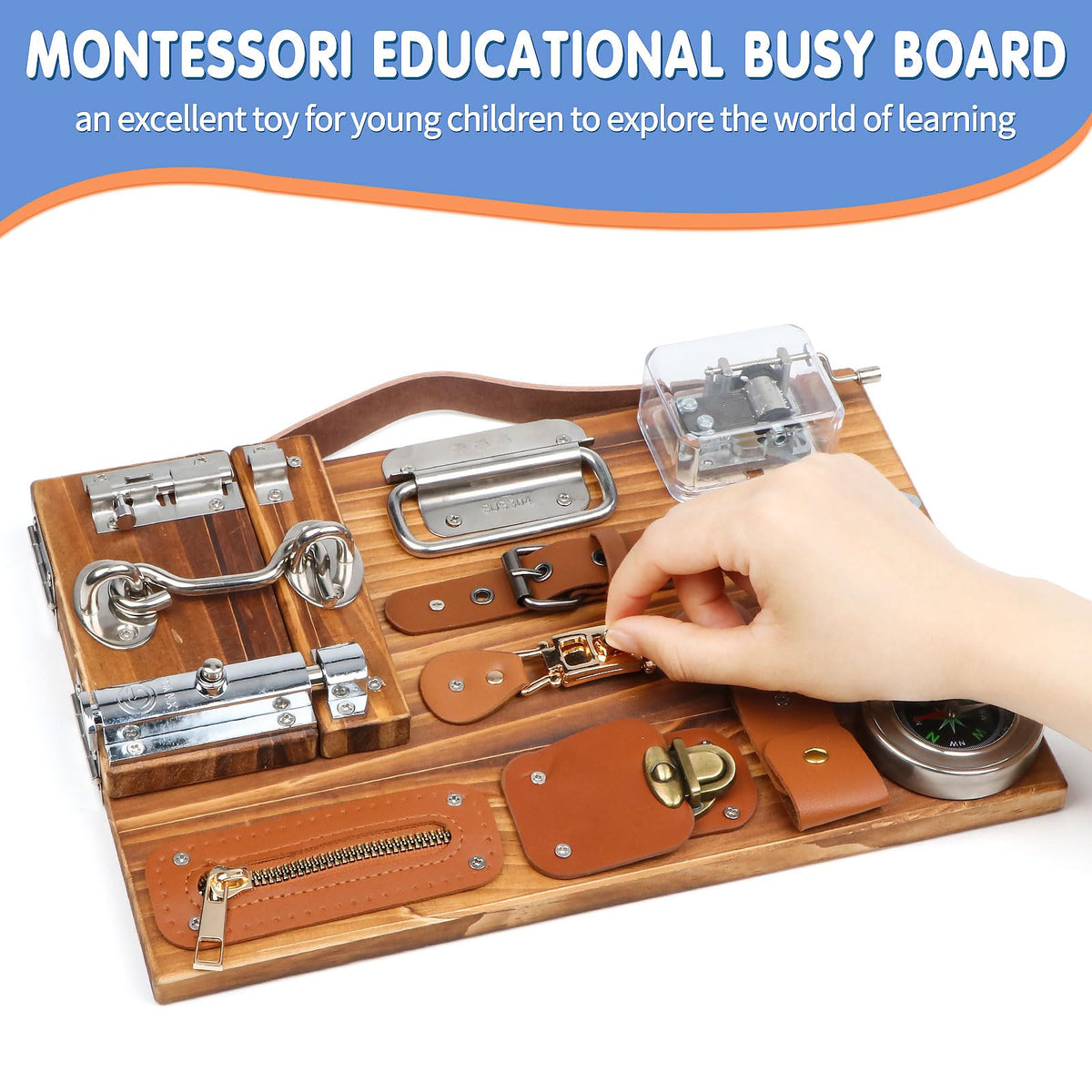 Canuan Busy Board combination lock challenges cognitive skills and patience.