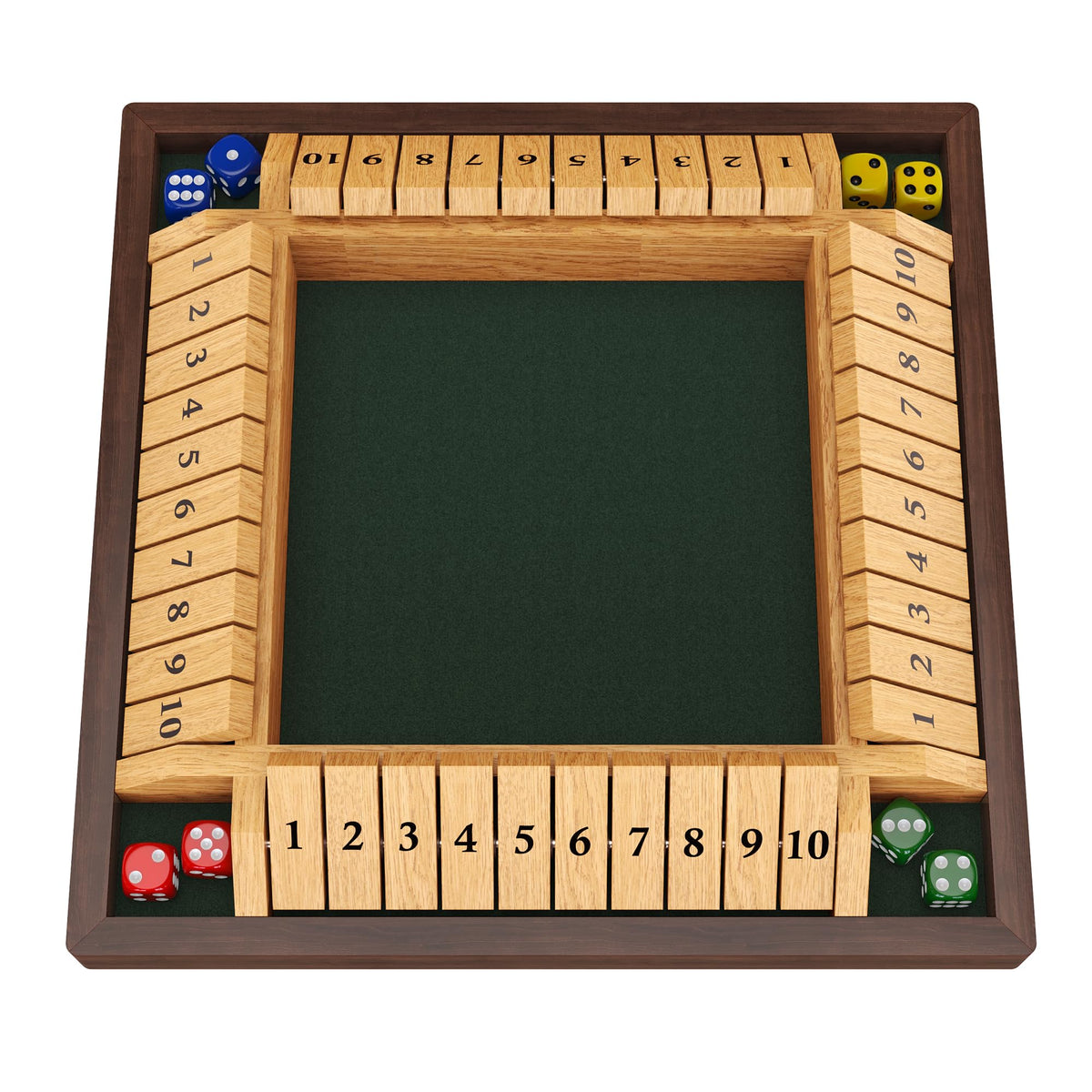 CANYAVE Shut The Box 4-player layout shown for social play