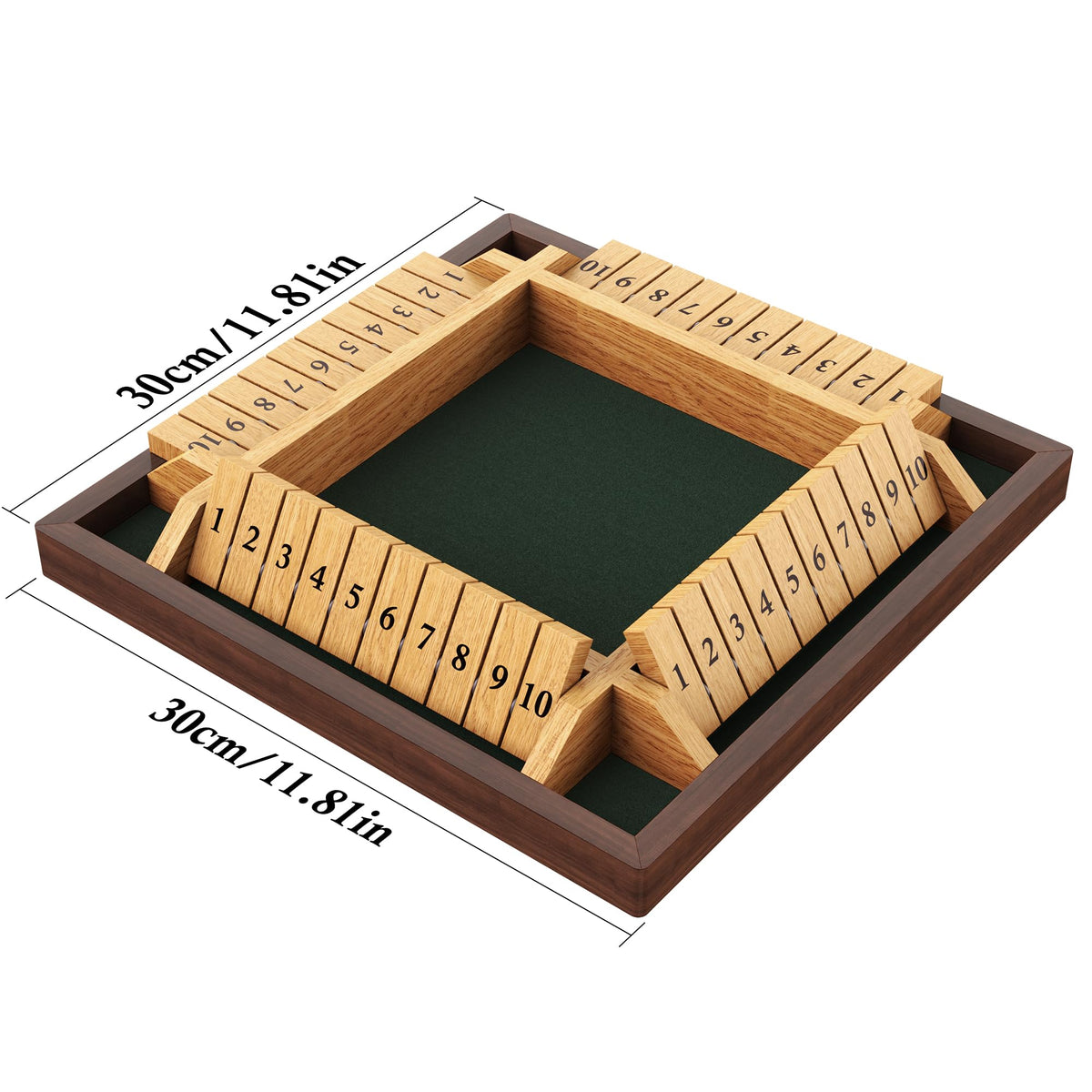 CANYAVE Shut The Box dice and game pieces on a ready board for quick rounds