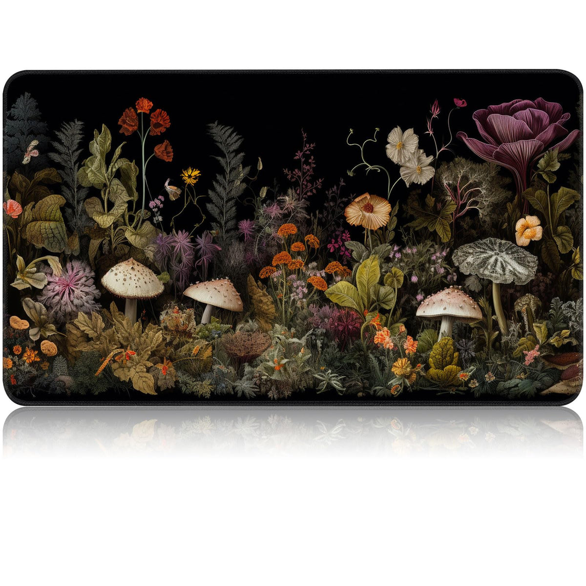 CAPAUNVDA MTG playmat with wildflower mushroom design, large surface for multiple card setups.