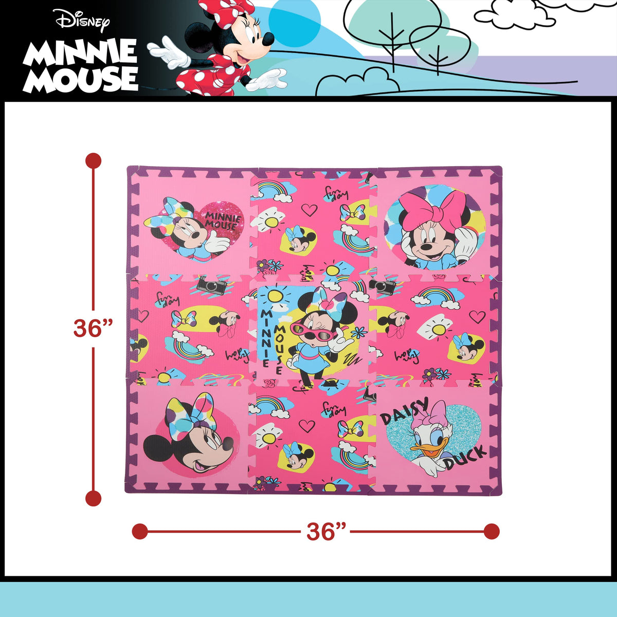 Capelli Sport 36x36 inch mat covers ample play space for stretching, toy time, and gentle workouts.