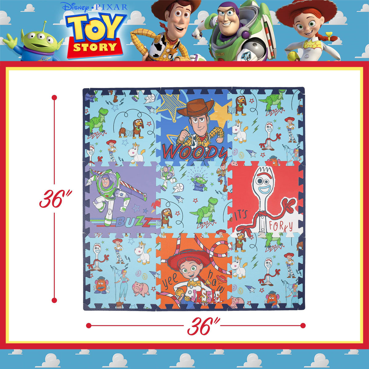 Capelli Sport 36x36 Toy Story mat laid flat for versatile play space