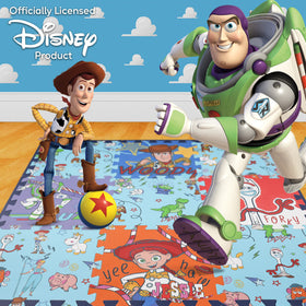 Capelli Sport interlocking Toy Story tiles arranged for a cushioned workout area