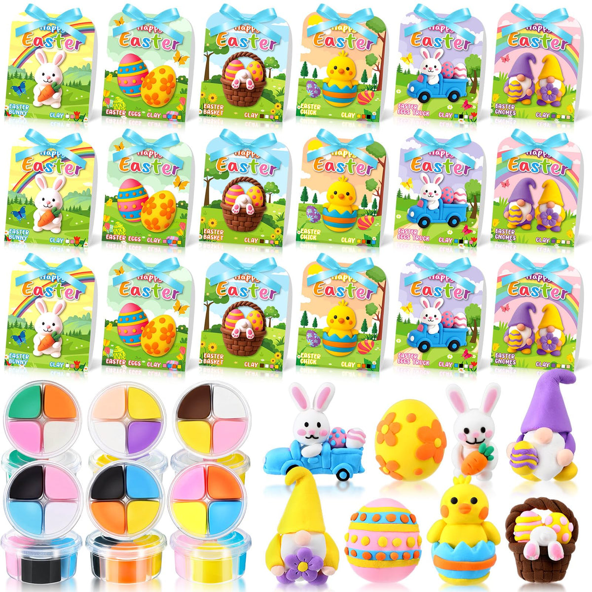 Capoda Easter clay kit boxes with four-color cups for kids' crafts and smiles.
