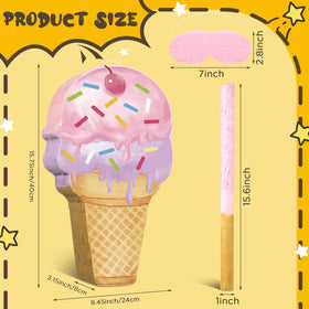 Capoda Ice Cream Piñata cone pink side view ideal for summer gatherings and candy reveals