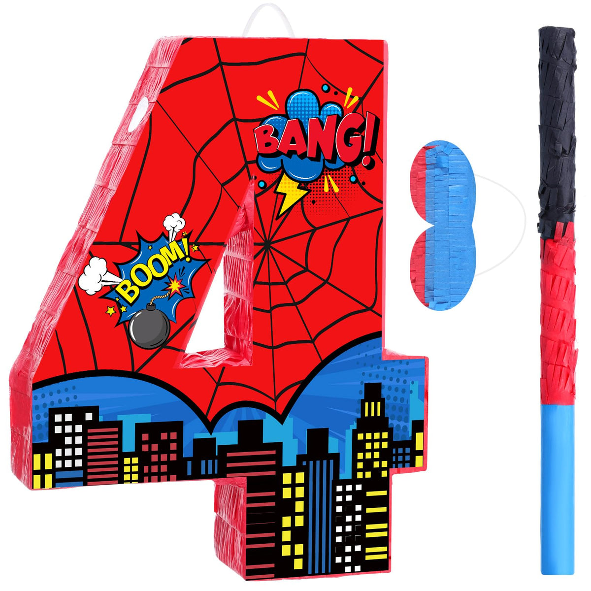 Capoda Number 4 Spider Piñata package with accessories for party fun