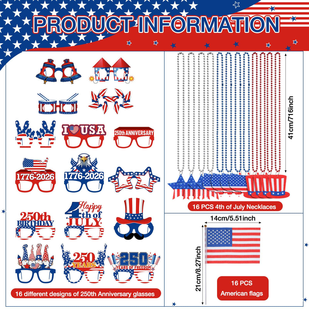 Capoda patriotic glasses for fun photo booths and festive gatherings