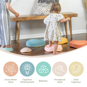 Capri & Camden Co Non-slip rubber grip bottom on balance stones for safer play.