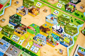 Capstone Games Sanctuary animal-themed setup invites immersive zoo-building experiences.