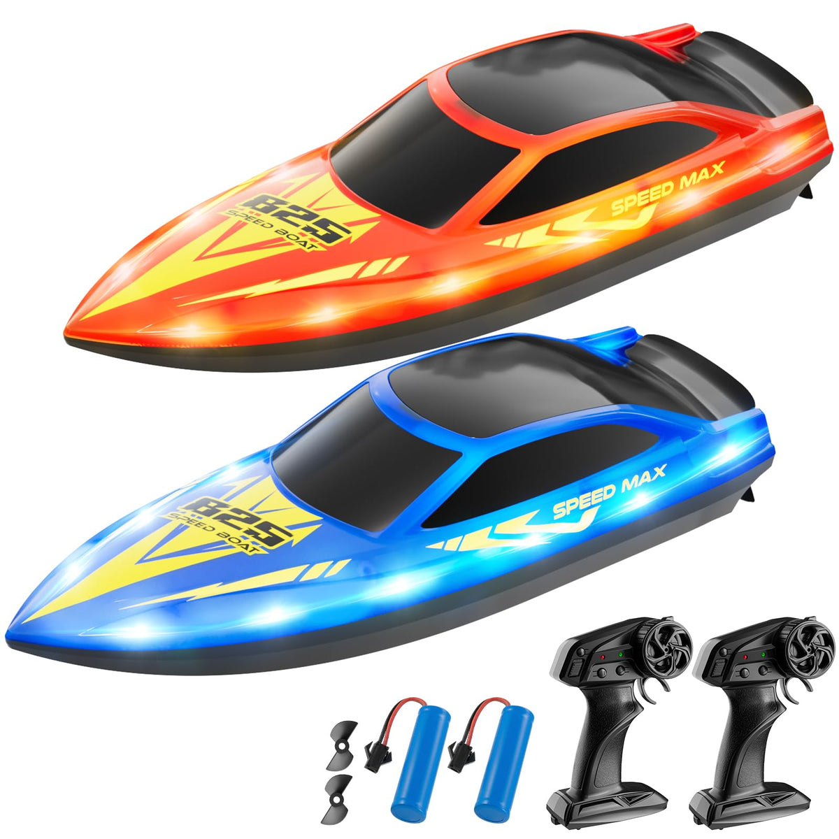 CAPTAER RC boat with LED lights for night visibility and safe water play.