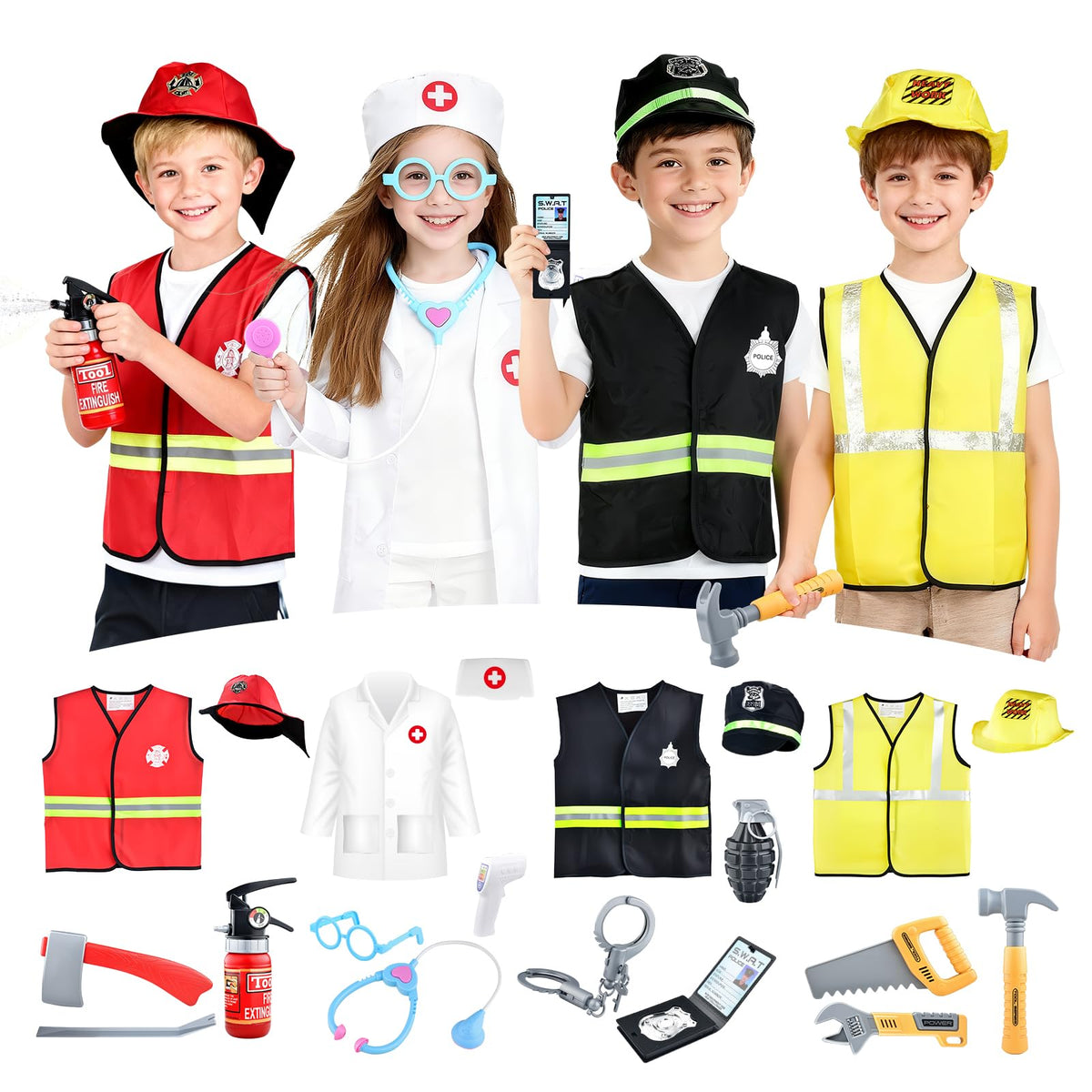Captain Chaowing firefighter costume with hat for imaginative play and safety
